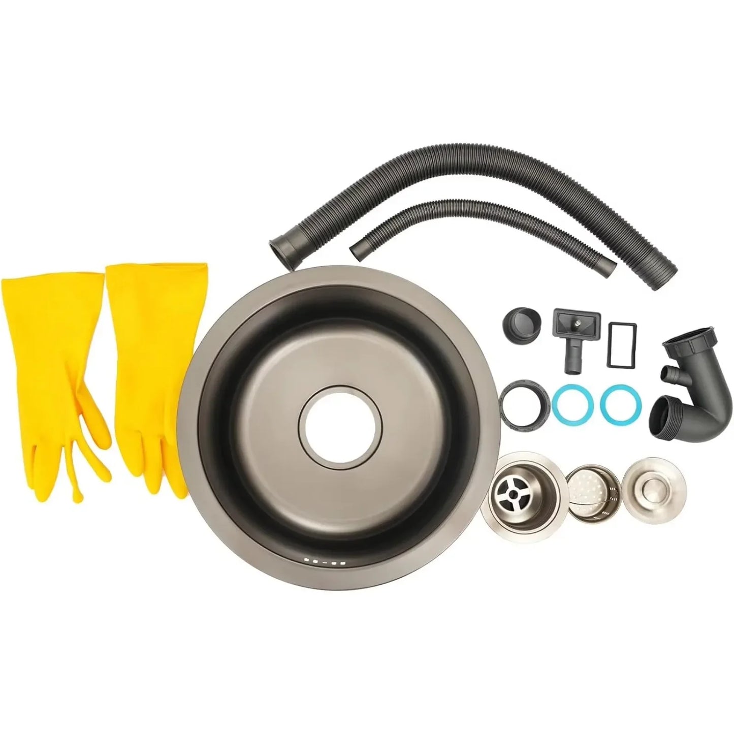 Rundes Waschbecken aus Edelstahl, moderner minimalistischer Stil, Küchen- und Badezimmerwaschbecken, Nano-Beschichtung, Einzelwaschbecken für Zuhause, Restaurants