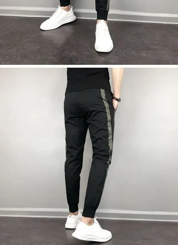 2023 Summer Men's Slim Fit Harajuku Style Lightweight Harem Pants Casual Trendy Korean Version Nine Point Length Mens Pants.