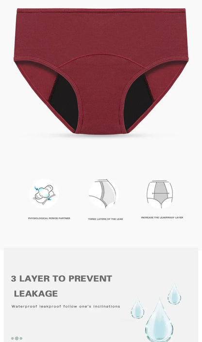 Women Menstrual Panties Leak Proof Briefs Solid Plus Size Cotton Panties Lingerie Absorbency Comfortable Physiological Underwear.