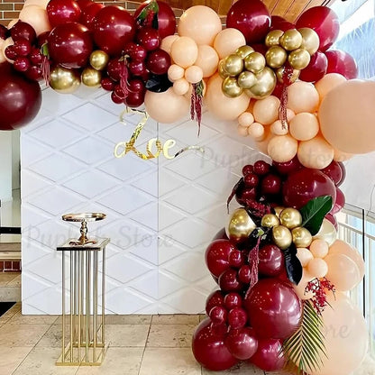 100 Stück dunkelburgunderrote Latexballons-Set, 5/10/12/18 Zoll dunkle weinrote Luftballons für Geburtstag, Weihnachten, Hochzeit, Party-Dekoration.