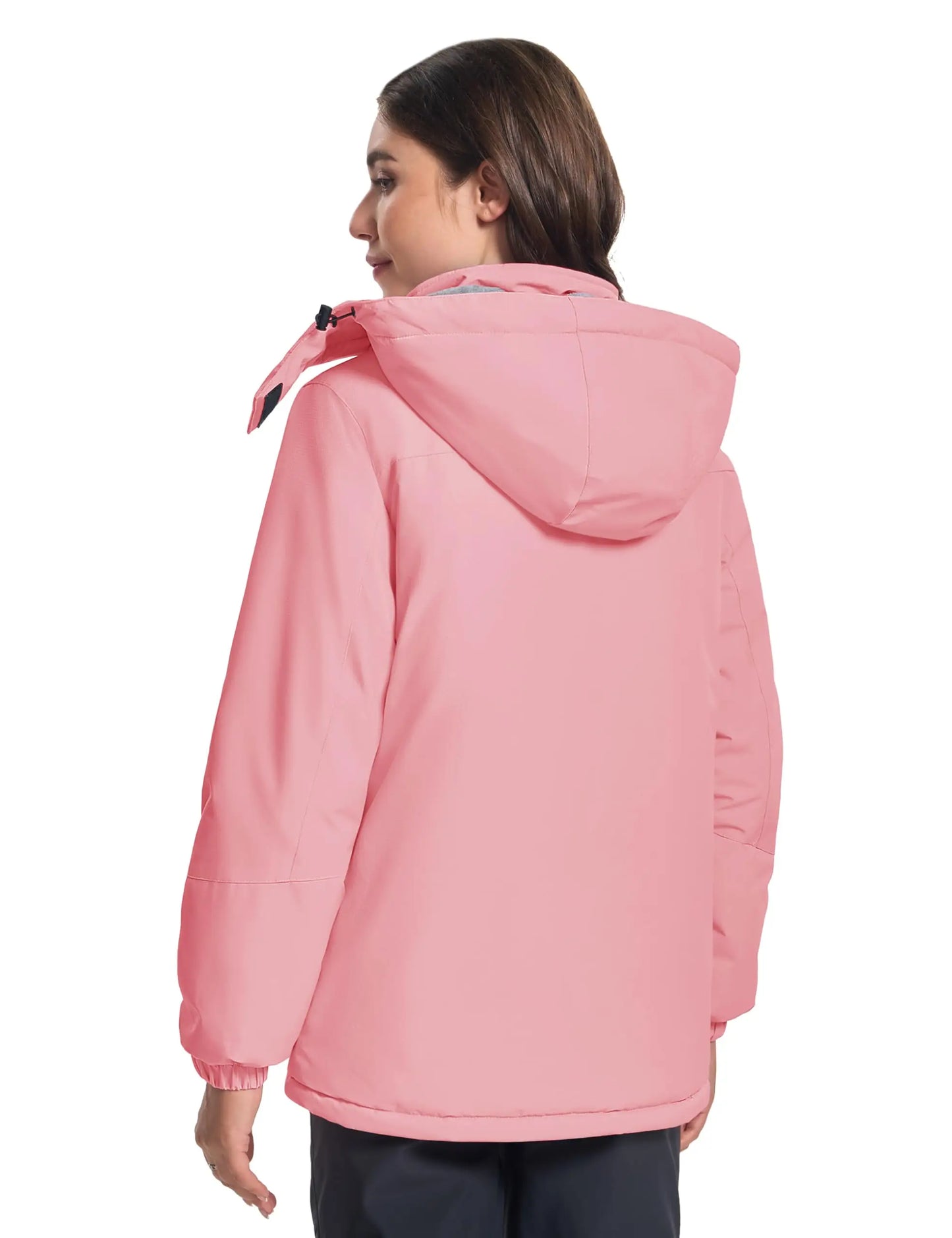 TACVASEN Winter Fleece Lined Hooded Parka Jacket Womens Ski Snowboard Warm Coats Waterproof 5 Zipper Pockets Windbreaker Outwear