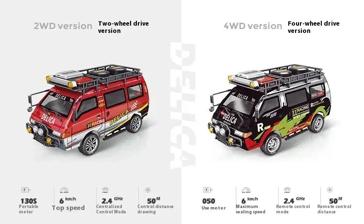 1/24 RC Car 1:24 Scale Mitsubishi Delika Car Model 2WD/4WD High Speed Remote Control Car Toy With Light Gift.