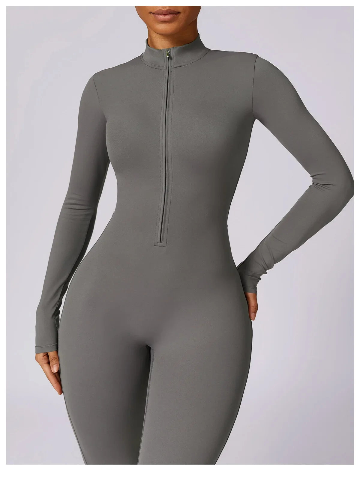 Zipper Sensation Long Sleeve Yoga Suit High Intensity Fitness Sports Bodysuit Tight Fit Clothing 8306 One Piece Suit