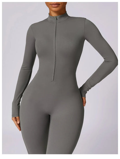 Zipper Sensation Long Sleeve Yoga Suit High Intensity Fitness Sports Bodysuit Tight Fit Clothing 8306 One Piece Suit