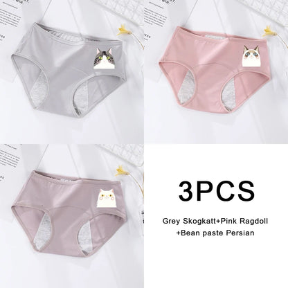 3PCS/set Women's menstrual briefs large flow postpartum water absorption leakproof briefs women's pure cotton menstrual briefs