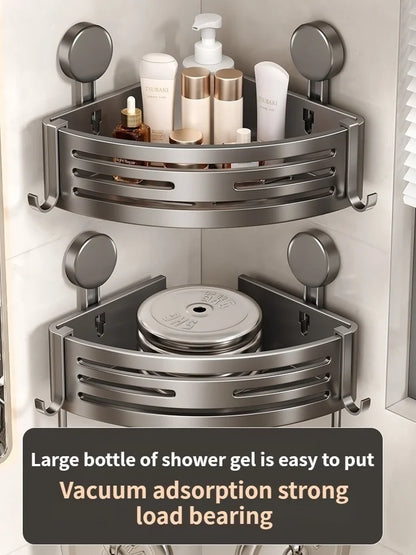 Badezimmer-Aufbewahrungsregal ohne Bohren, Saugnapf, Badezimmer-Waschbecken, wandmontiertes Badezimmer-Aufbewahrungsregal, Küchenaufbewahrung