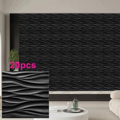 KUUJOJO 20pcs 3D textured wall panel for indoor wall decoration, suitable for living room, hall, bedroom, hotel, office
