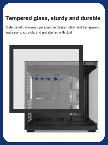 Power Train Seaview Dream MATX ITX Computer Case Panoramic Tempered Glass Side Transparency Without Pillars ATX Desktop Chassis.