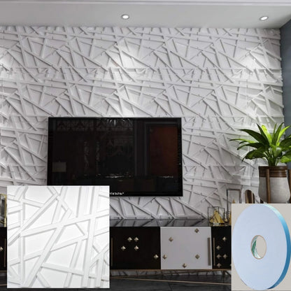 12/20/30pcs 3D pvc wall panels for indoor wall decoration, for living room hall bedroom hotel office,including tape
