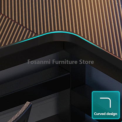 L-förmiger Eck-Gamer-Schreibtisch für das Heimbüro, breiter großer Computertisch mit Kabelloch, moderner schwarzer Gaming-Studien-Arbeitstisch