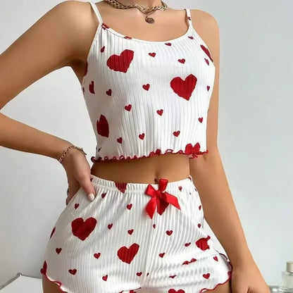1 Satz Sommer-Damen-Pyjamas, zweiteilig, sexy, lässig, Leibchen, Unterhemd, Shorts, Homewear-Anzug