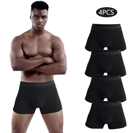 4 stücke schwarz Herren Unterwäsche Männer boxershorts Baumwolle Unterwäsche für mann Boxer Sexy Männliche Unterhose Schlüpfer der Männer marke