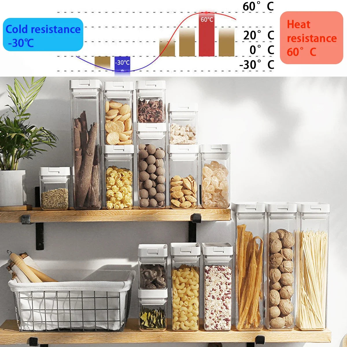 Pasta Storage Box Transparent Plastic Grain Seal Tank Spaghetti Storage Container Moisture-Proof Snack Jar Kitchen Food Tank.