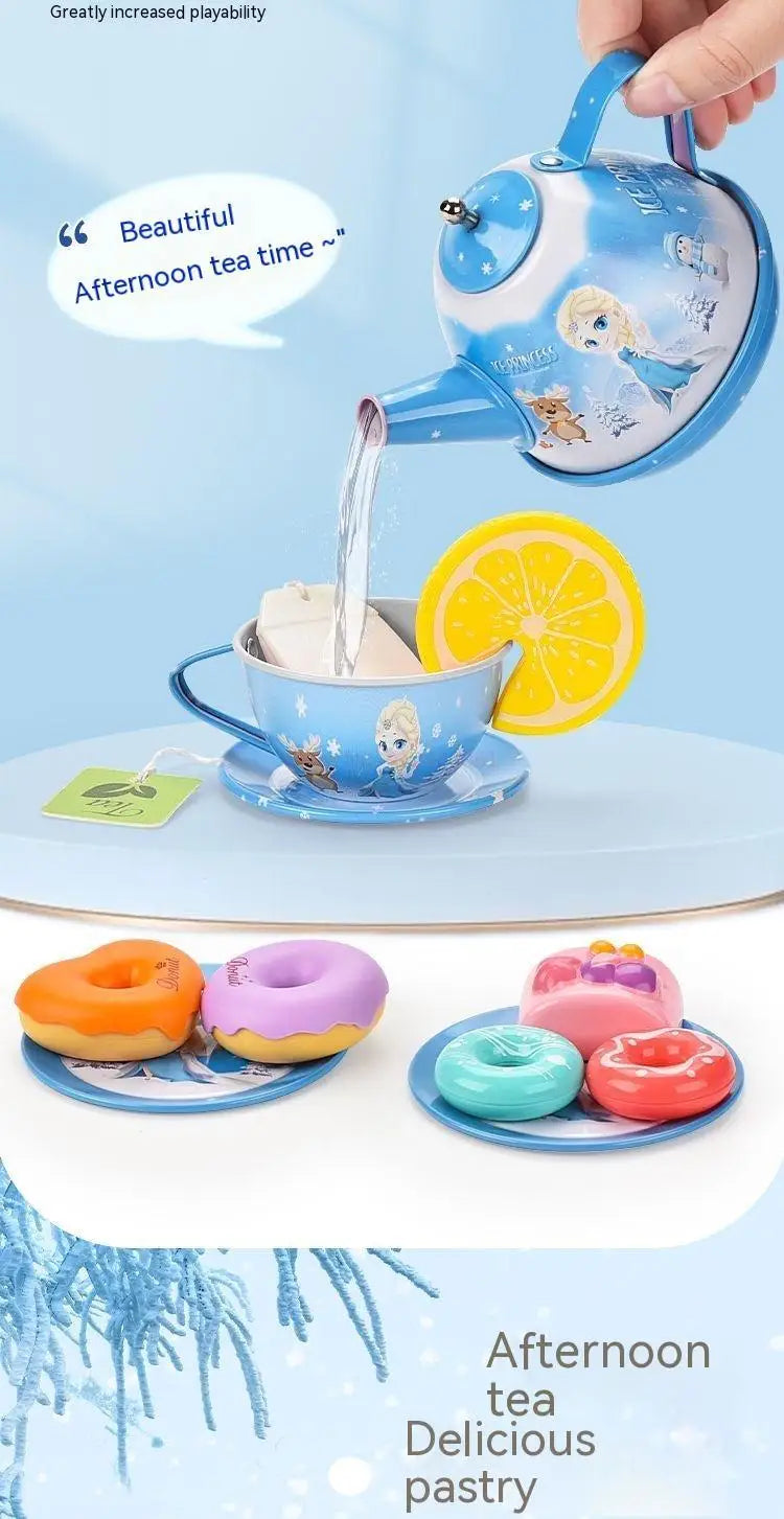 Kids Tea Party Set For Little Girls Mermaid Gift Pretend Toy Tin Tea Set Princess Tea Time Kitchen Pretend Play Tea Set Gift