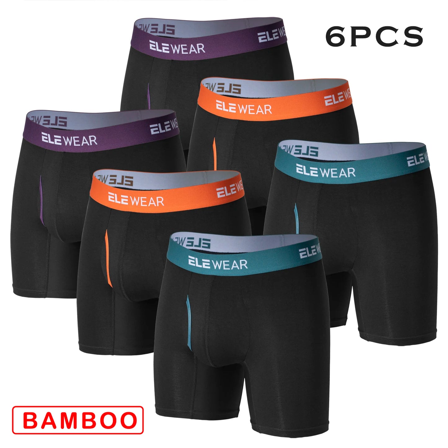 6-teilige Bambus-Männerunterwäsche mit Öffnung, atmungsaktive Herren-Boxershorts, Herrenhöschen, Unterhosen, Übergröße, modische Boxershorts