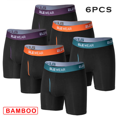 6-teilige Bambus-Männerunterwäsche mit Öffnung, atmungsaktive Herren-Boxershorts, Herrenhöschen, Unterhosen, Übergröße, modische Boxershorts
