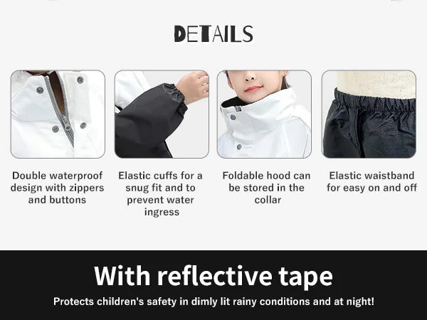 LOlanta Kids Waterproof Suit Hooded Raincoat Jacket and Trousers Set Puddle Suit with Zip for Boys Girls 8-14 Years.