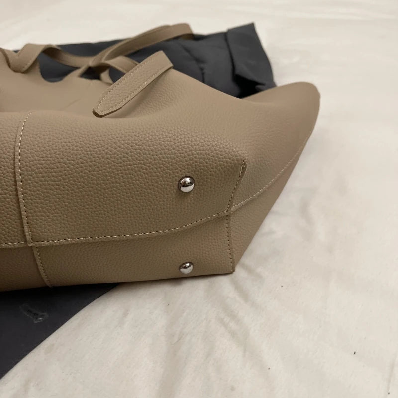 Branded Designer Shoulder Tote Bags For Women Soft PU Leather 2-IN-1 Big Capacity Shopper Tote Set 2025 Luxury Designer Handbags.