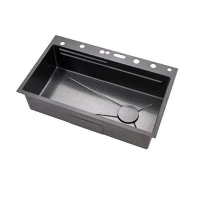 Stainless Steel Kitchen Waterfall Sink Embossed Digital Display Large Single Slot All-in-one Faucet Multi-functional Wash Bain