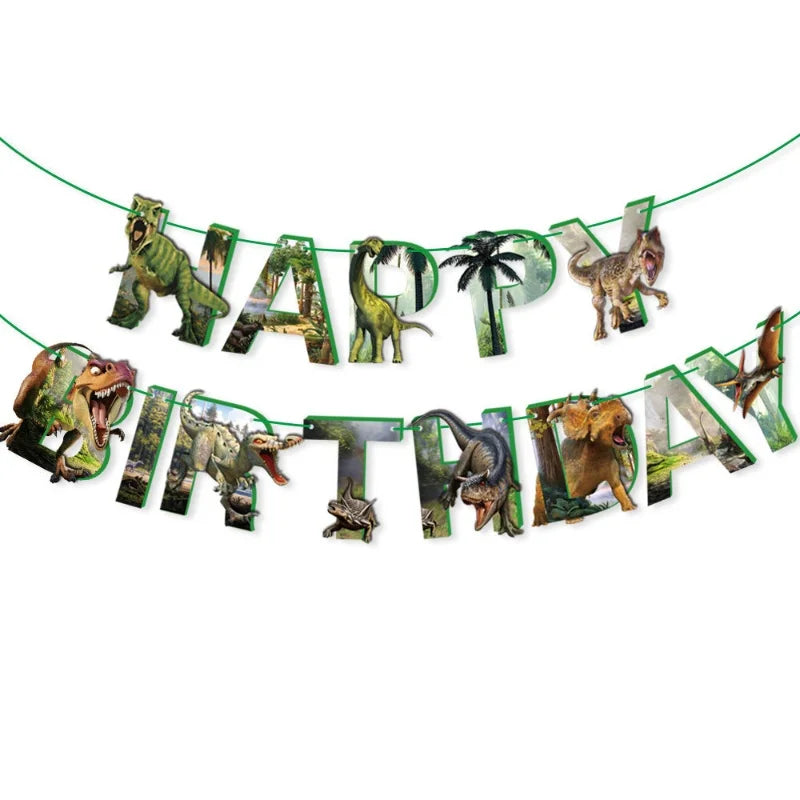 Dinosaurier Dekoration Party Supplies Glas Maske Kuchen Topper Banner PVC Stroh Papa Kreis Geschenktüten Dinosaurier Tier Gefälligkeiten Liefert
