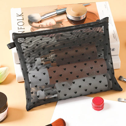 Women Mesh Cosmetic Bag Travel Storage Makeup Bag Organizer Female Make Up Pouch Portable Small Large Toiletry Beauty Case