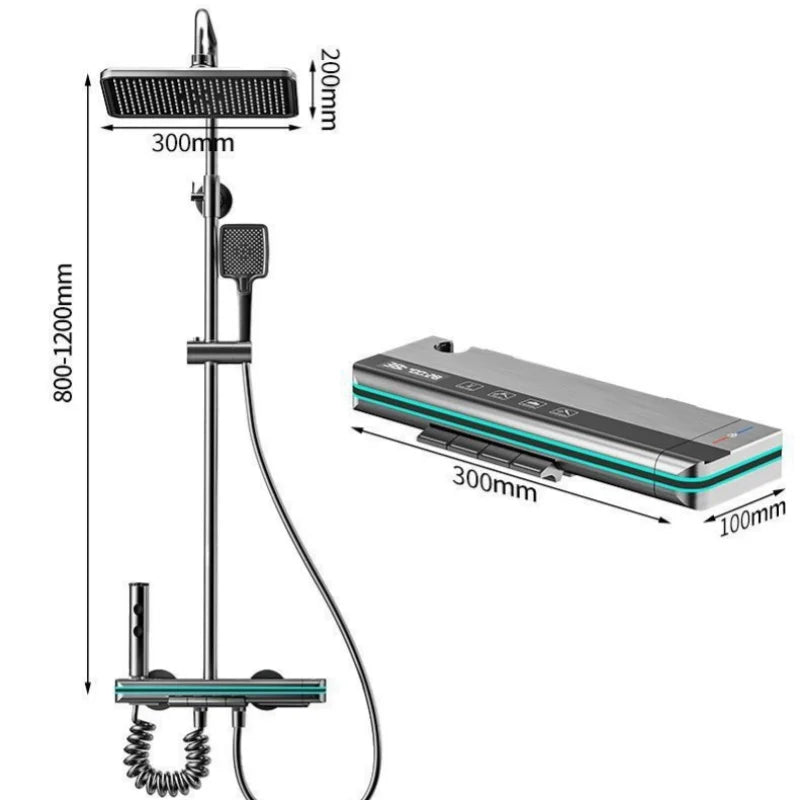 Shower Faucet Full Set Temperature Smart Digital Display Bathroom Shower System with Light Hot Cold Mixer For Bathroom