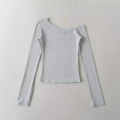 Women One Shoulder Long Sleeve Fitted Top