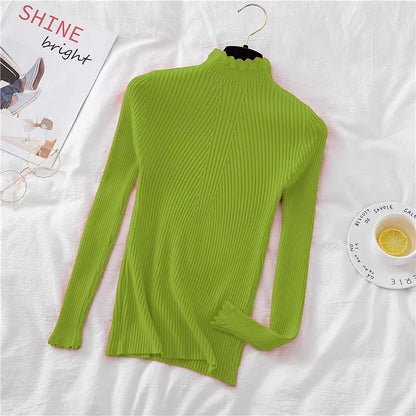 2026 weibliche Dünne Koreanische Strickwaren Tops Herbst Winter Pullover Frauen Hohl-out Pullover Langarm Rollkragenpullover.