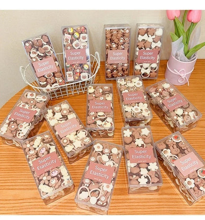 Coffee Color Children's Cute Cartoon Hair Rope Baby Thumb Loop Does Not Hurt Rubber Band Headwear Baby Tie Head  Small Pull.