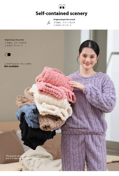 Korallen Samt Neue Warme Pyjamas Homewear Anzug Japanische und Koreanische frauen Herbst und Winter Verdickte Lose Pyjamas Homewear Anzug.