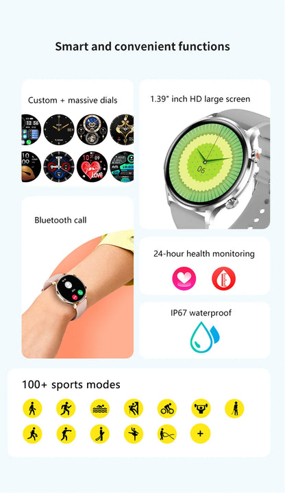 2025 New Smartwatch Women AMOLED HD Screen Always On Display Bluetooth Call IP68 Waterproof GPS Smart Men Watch For Android ios.