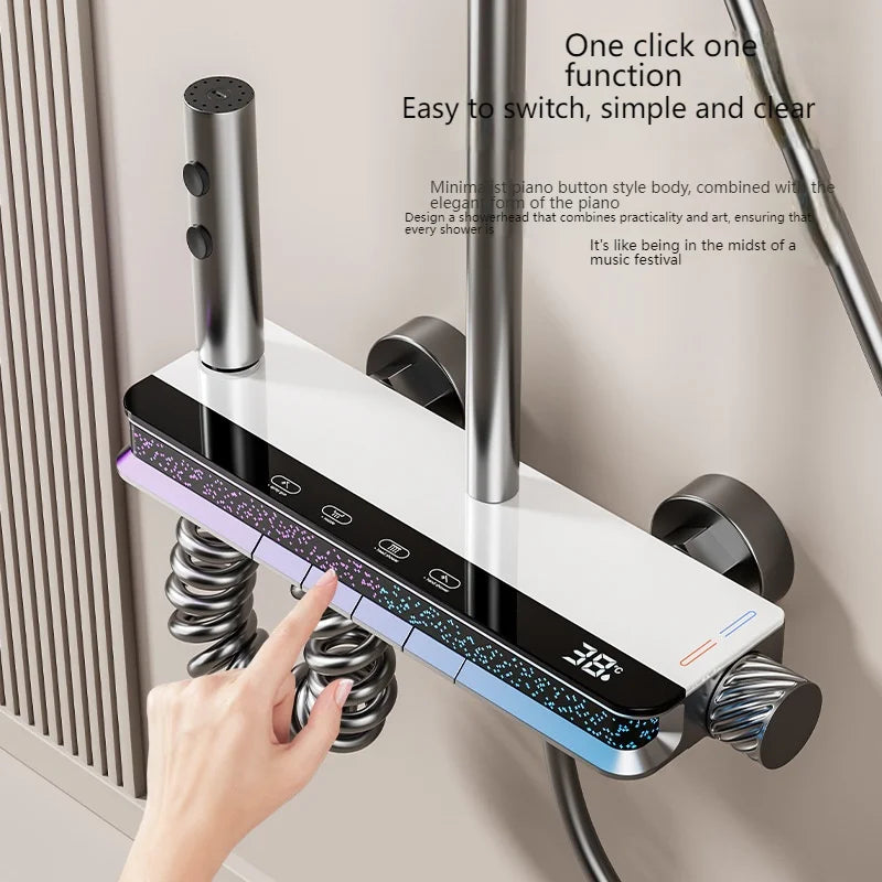 Digital Display Shower Set with Starry Sky Atmosphere Light  Bathroom Shower System Modern Bath Faucets Shower Head