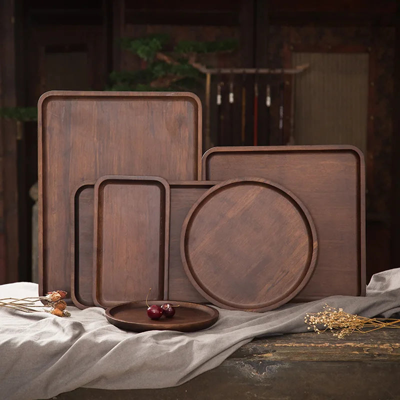 Heavy Bamboo Tray Rectangular Home Living Room Tea Tray BBQ Plate Fruit Snacks Bread Tray.