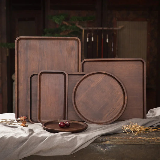 Heavy Bamboo Tray Rectangular Home Living Room Tea Tray BBQ Plate Fruit Snacks Bread Tray.