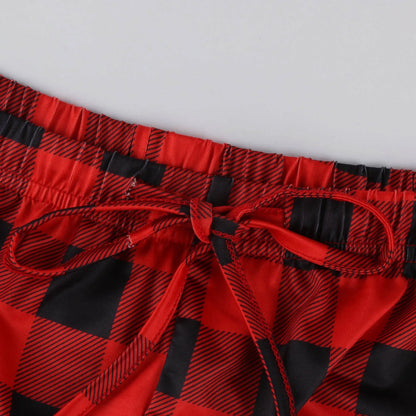 Frauen Weihnachten Pyjama Hosen Herbst Winter Plaid Gedruckt Hosen Mode Lässig Breite Bein Hosen Kleidung Streetwear