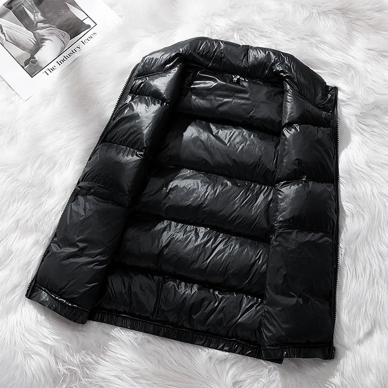 Vest Winter Hooded Glossy Cotton Vest Casual Waistcoat Men's Sleeveless Jacket Warm Overcoats Zipper Solid Color Mens Warm Vests.