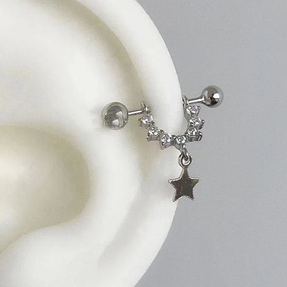 1 PCS Star Silver Color 316L Stainless Steel Ear Bone Nail for Women New Fashion Allergy Prevention Jewelry Gifts.
