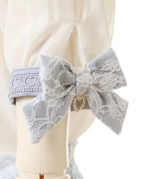 Rojita Stil Spitze Kragen Lolita Hemd Mode frauen Tops Sommer Nette Süße Bogen Schulter Slim Fit Kurzarm Blusen weibliche