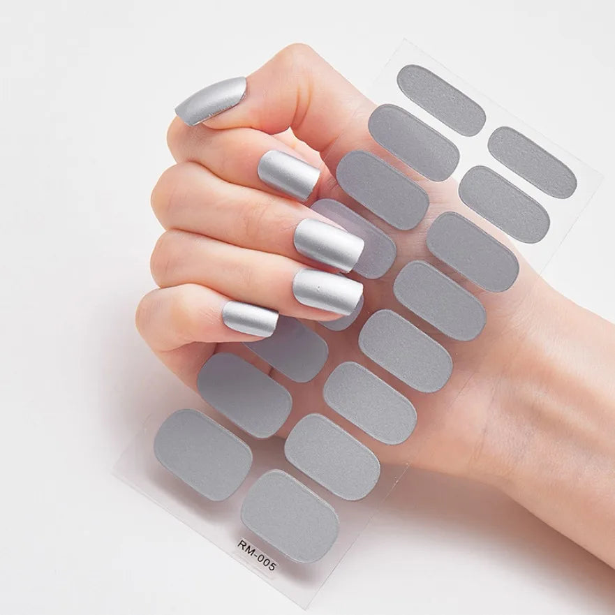 Glitter Gradient Full Cover Nail Art Stickers Fashion Silver Purple Nail Polish Strips DIY Waterproof Nail Foil Sticker Manicur.