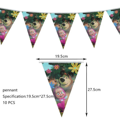 Mashas und Bär Geburtstag Party Dekoration Cartoon Thema Luftballons Kinder Event liefert Einweggeschirr Hintergrund