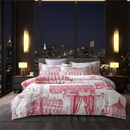 Luxury Baroque Style Bedding Set Digital Printing Queen King Size Duvet Cover Set Linen Pillowcases Home Textile.