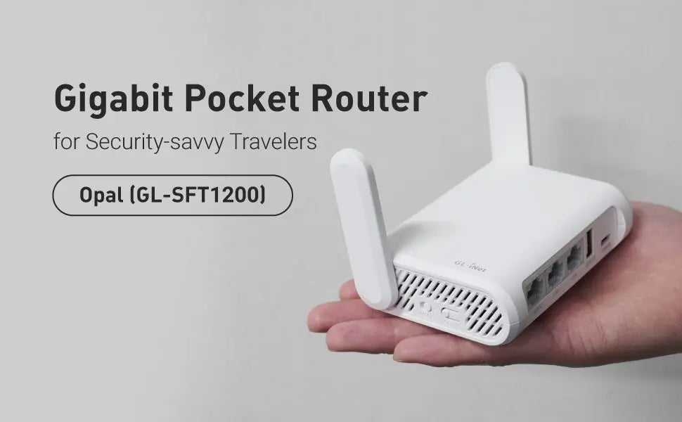 GL.iNet GL-SFT1200 (Opal) Secure Travel WiFi - AC1200 Dual Band Gigabit Ethernet Wireless Internet Router.