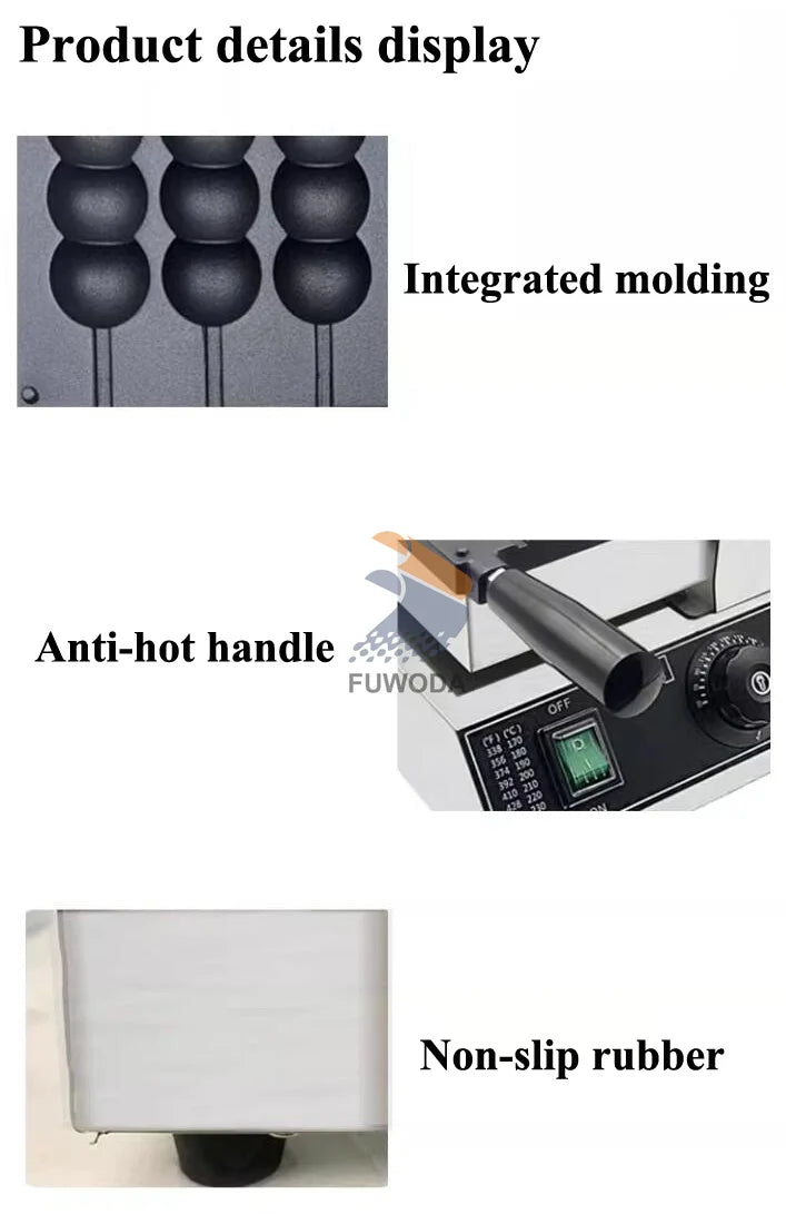 7 Holes Takoyaki Waffle Maker 3 Sticks Cheese Waffle Machine Snack Electric Waffle Machine Candied Haws Cake Baking Quail.