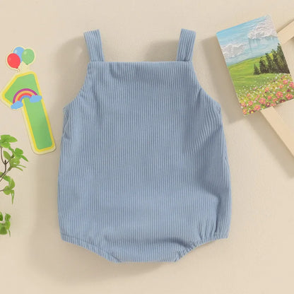 Baby ersten Geburtstag Stram pler, ärmellose Knopf verschluss Buchstaben Bodysuit lässige Overalls für Mädchen Jungen