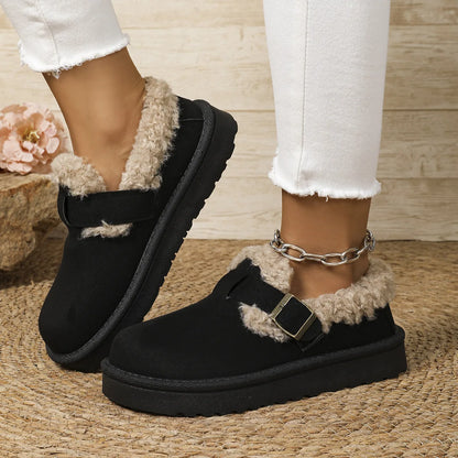 New 2025 Winter Women's Boots Plush Fashion Retro Bean Shoes Cotton Women's Flat Sole Slippers Platform Women Boots.