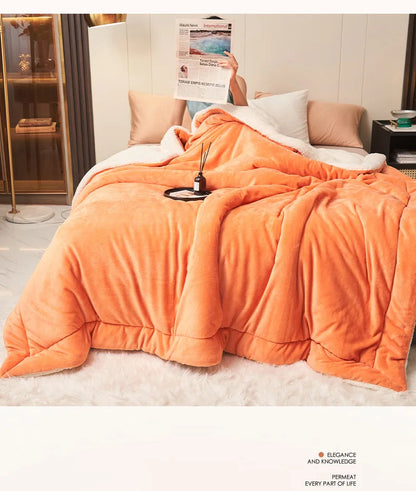 Wool Throw Blanket Keep Warm Winter Bed Blankets Double Sided Queen Duvet Cover Camping Double Bed Cover Bedspread On The Bed.