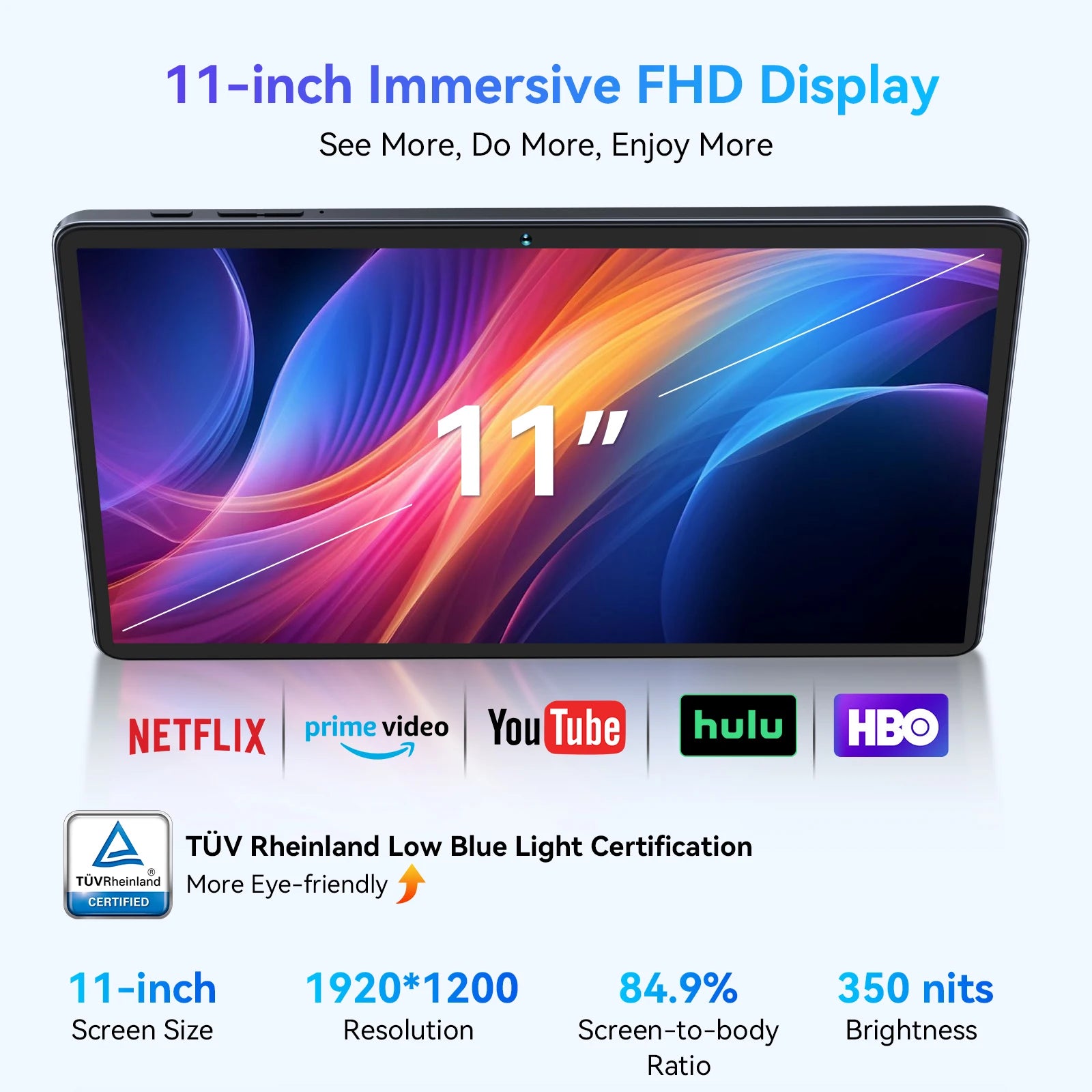 TABWEE W90 Android 15 Tablet 11 Inch - 24GB RAM 256GB ROM, Dual 4G LTE + 5G WiFi,Octa Core T615, 8000mAh, Gemini AI, WideVine L1.