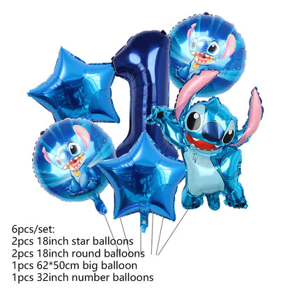 Disney Stich Geburtstag Dekorationen Einweg Geschirr Teller Serviette Stroh Tischdecke Folie Ballon Party Liefert Kinder Geschenke.