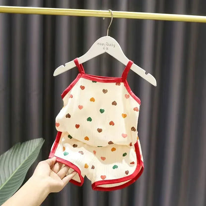 Baby Kleidung Sets Sommer Kleinkind Mädchen Strap Anzüge Baumwolle Druck Baby Jungen Tops T und Shorts Infant Trainingsanzug Neugeborenen Sets