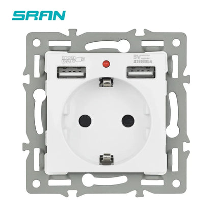 SRAN F6 Serie mehrere Rahmen Weiße Panel aus gehärtetem Glas, EU FR UN-Steckdosen und Schalter Dimmer-Lüfter-Fußlampe Rj45-Modul DIY